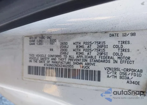 1999 Toyota Tacoma Prerunner V6 из США, поврежденный, VIN 4TASN92N0XZ462955